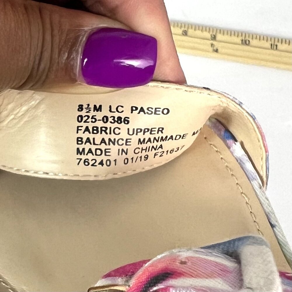 🟣 Liz Claiborne Size 8.5 Floral Block Heel Open Toe Sandals - Picture 8 of 8